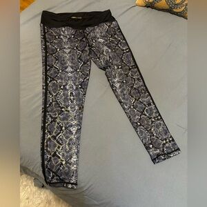 Roberto Cavalli Snake Print Leggings in Black and Gray